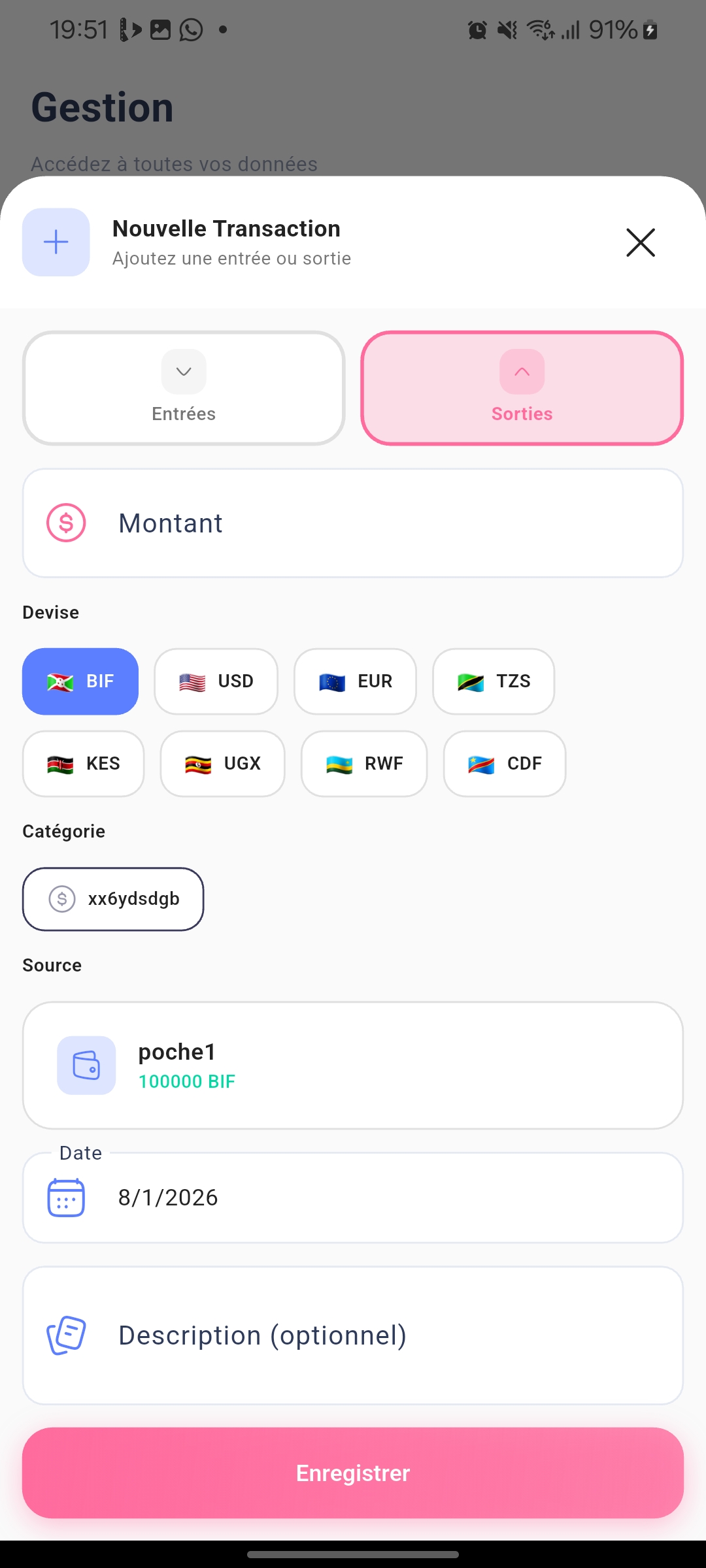 Nouvelle Transaction